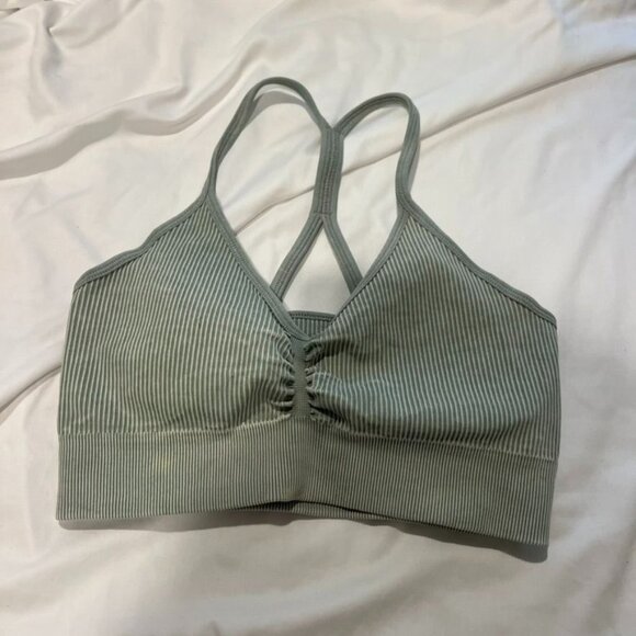 2-Piece Ribbed Sports Bra High Waist Booty Shorts Workout Set Size Small - Picture 6 of 8